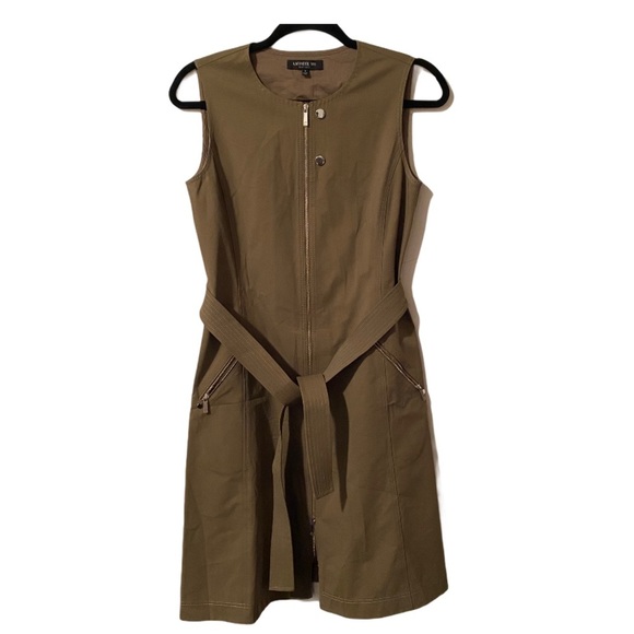 New Lafayette New York olive green belted dress 2